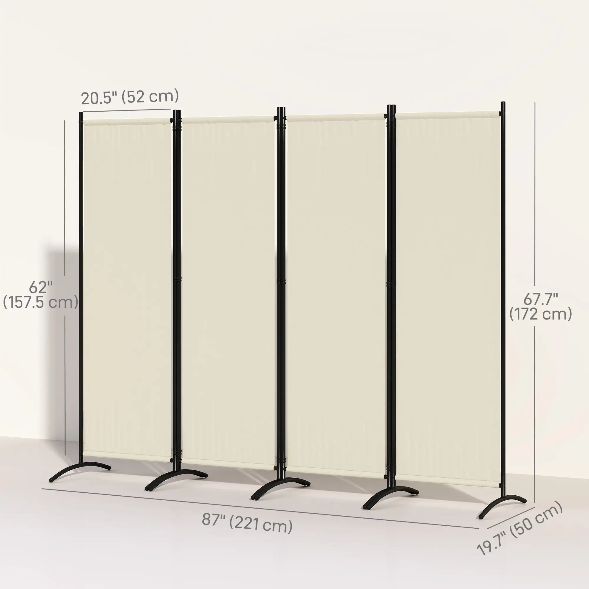 Folding Room Divider, Privacy Screen, 5.6FT Tall, Cream White Side Awnings at Gallery Canada
