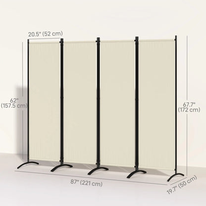 Folding Room Divider, Privacy Screen, 5.6FT Tall, Cream White Side Awnings at Gallery Canada