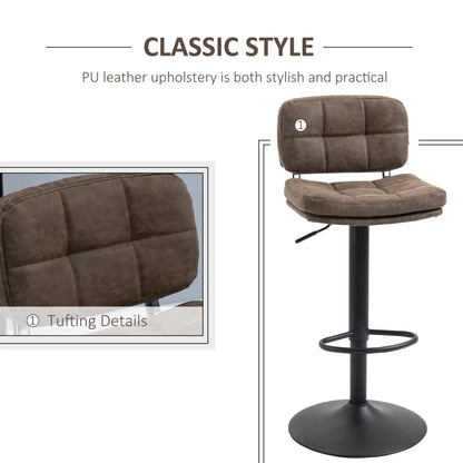 Swivel Counter Height Bar Stools Set of 2, Adjustable Height, PU Leather