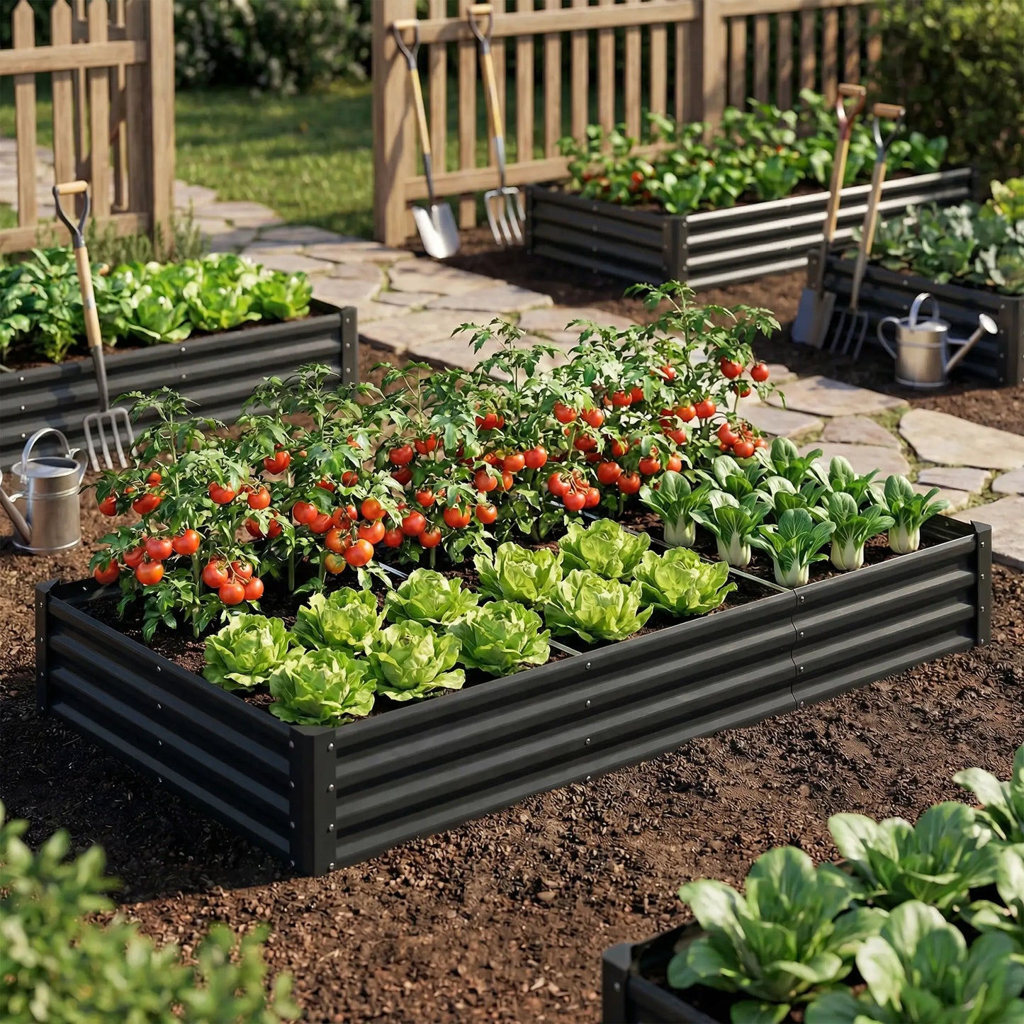 8 x 4 x 1ft Galvanized Raised Garden Bed, Reinforced Planter Box, Black Galvanized Planter Boxes at Gallery Canada