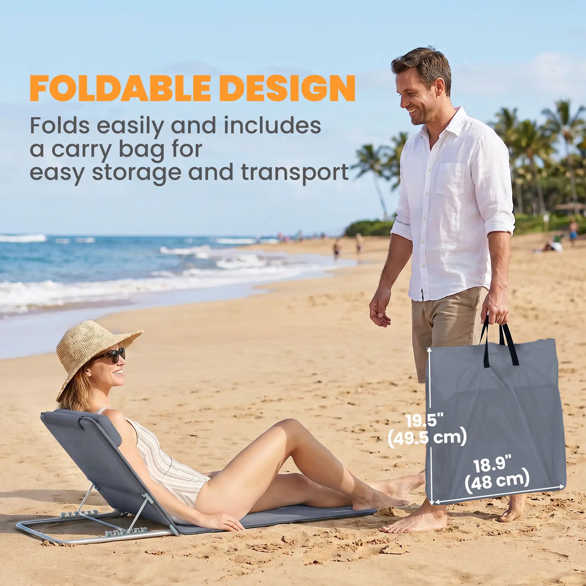 2 Pieces Beach Lounge Chair, Outdoor Folding Chaise, Grey Lounger Chairs at Gallery Canada