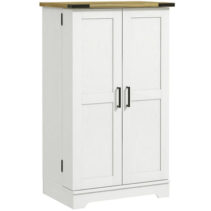 Farmhouse Kitchen Pantry Cabinet, Adjustable Shelves, White Cream Kitchen Pantry Cabinets at Gallery Canada