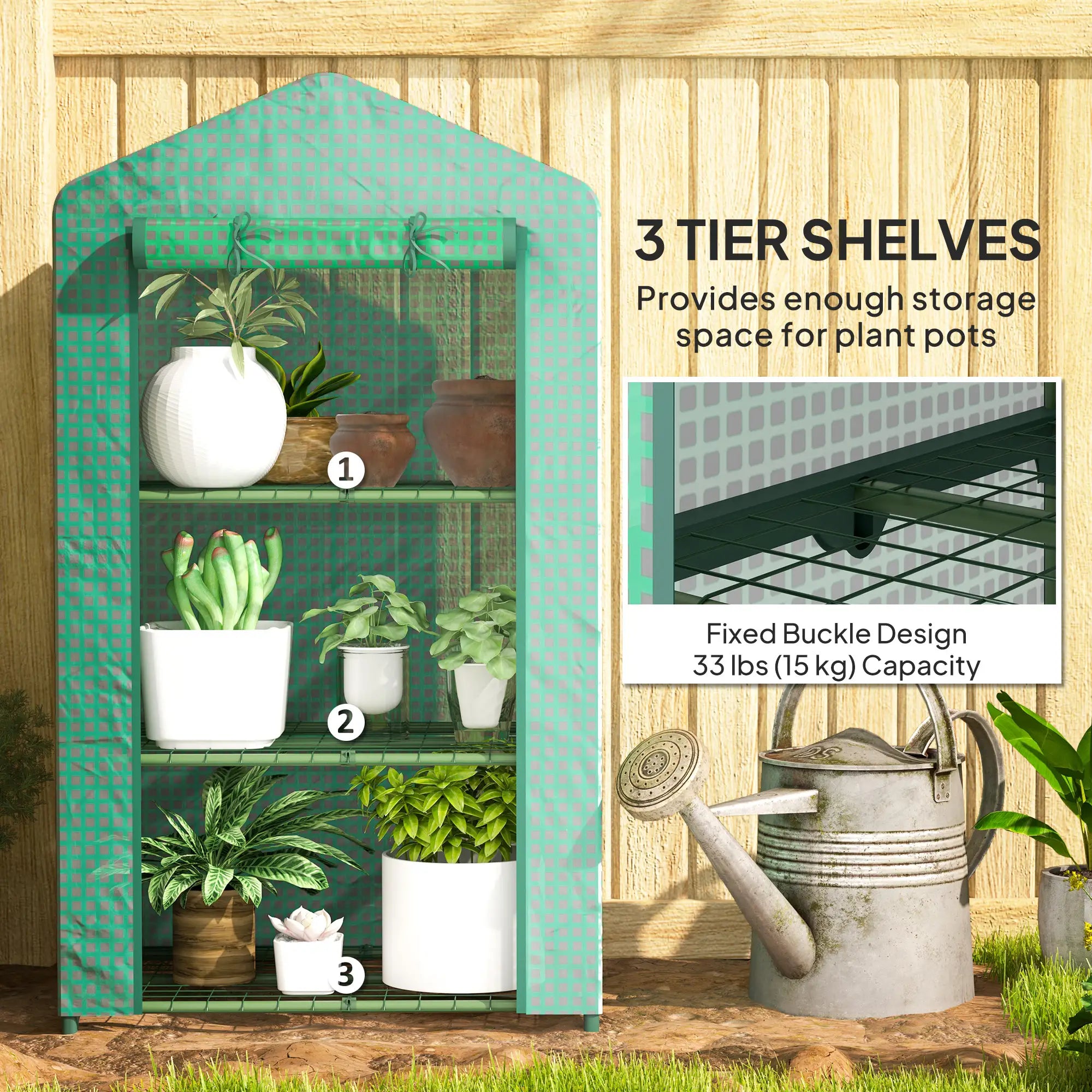 3 Tier Mini Greenhouse, Portable Flower Stand, Steel Frame, Green Greenhouses at Gallery Canada