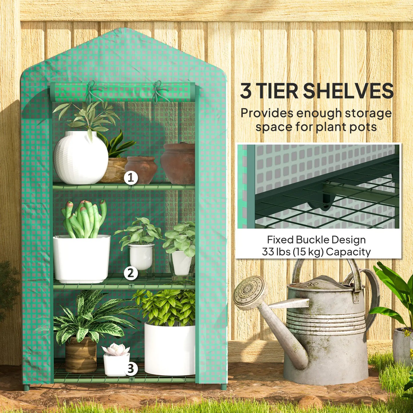 3 Tier Mini Greenhouse, Portable Flower Stand, Steel Frame, Green Greenhouses at Gallery Canada