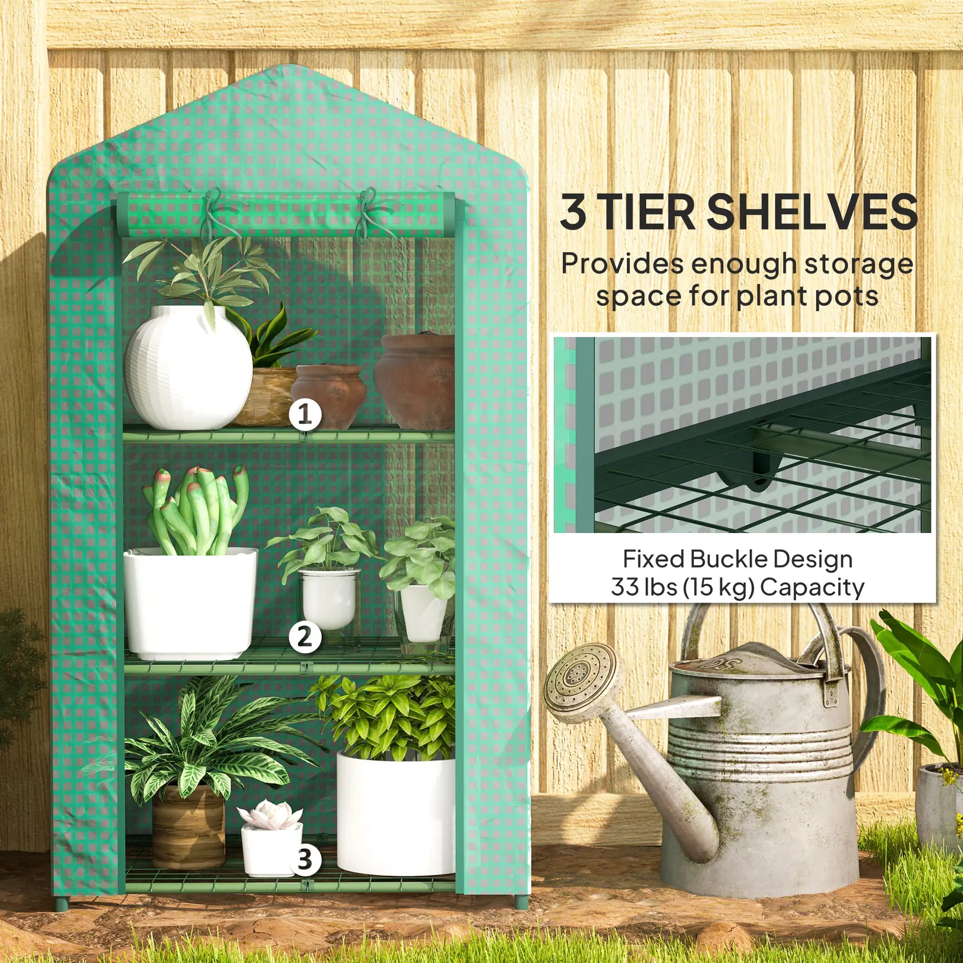 3 Tier Mini Greenhouse, Portable Flower Stand, Steel Frame, Green Greenhouses at Gallery Canada