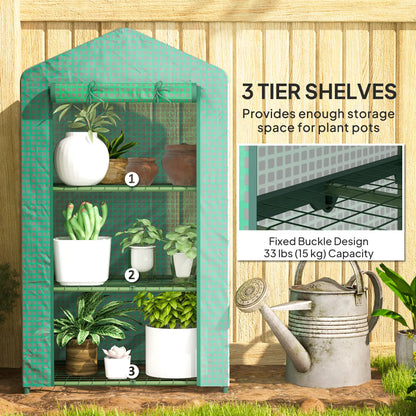 3 Tier Mini Greenhouse, Portable Flower Stand, Steel Frame, Green Greenhouses at Gallery Canada