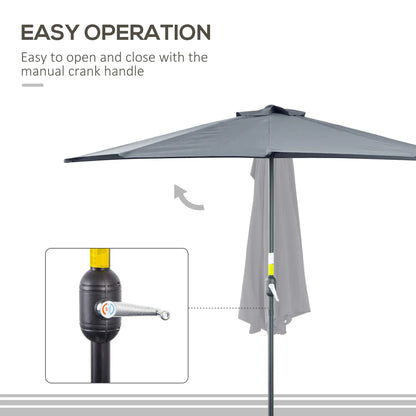 9ft Half Round Umbrella, Outdoor Patio Sun Shade, 5 Ribs, Grey Sun Umbrellas at Gallery Canada