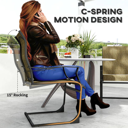 Spring Motion Patio Chairs Set Of 2, Curved High Backrest, Armrest, All Weather Fabric, Metal Frame Outdoor Dining Sets at Gallery Canada