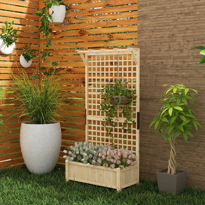 Wood Planter with Trellis, Raised Garden Bed, Privacy Screen, Natural Wood Raised Garden Beds at Gallery Canada