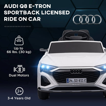 12V Kids Electric Car, Audi Q8 E-Tron Sportback, Remote Control, White Electric Toy Cars at Gallery Canada