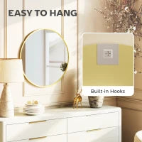 Miroir mural rond de 24" pour chambre à coucher salon, ton doré
