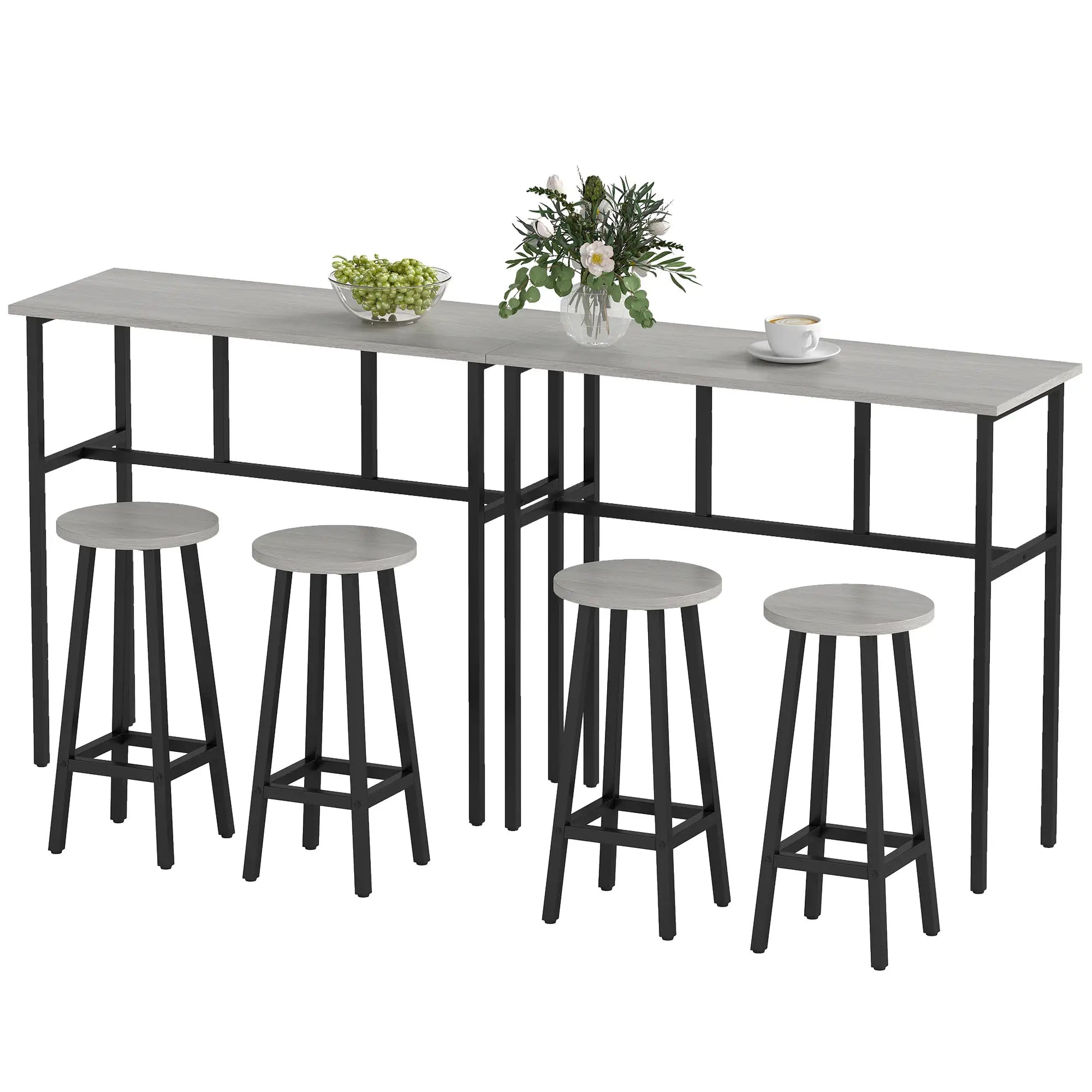 Bar Table Set, 6 Piece, 2 Tables, 4 Stools, Grey Bar Sets at Gallery Canada