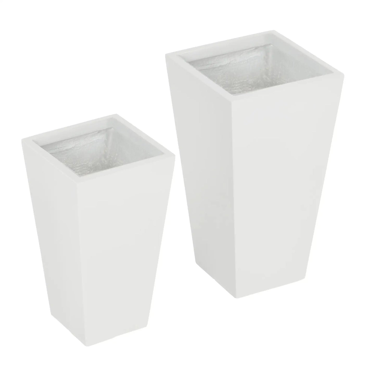 Set of 2 Tall Planters, 22" / 18", Outdoor Flower Pots, White Garden Accessories at Gallery Canada