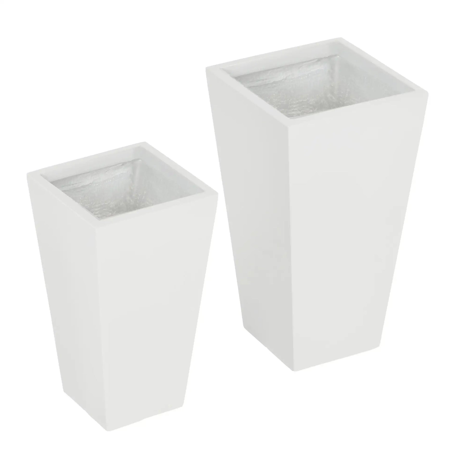 Set of 2 Tall Planters, 22" / 18", Outdoor Flower Pots, White Garden Accessories at Gallery Canada