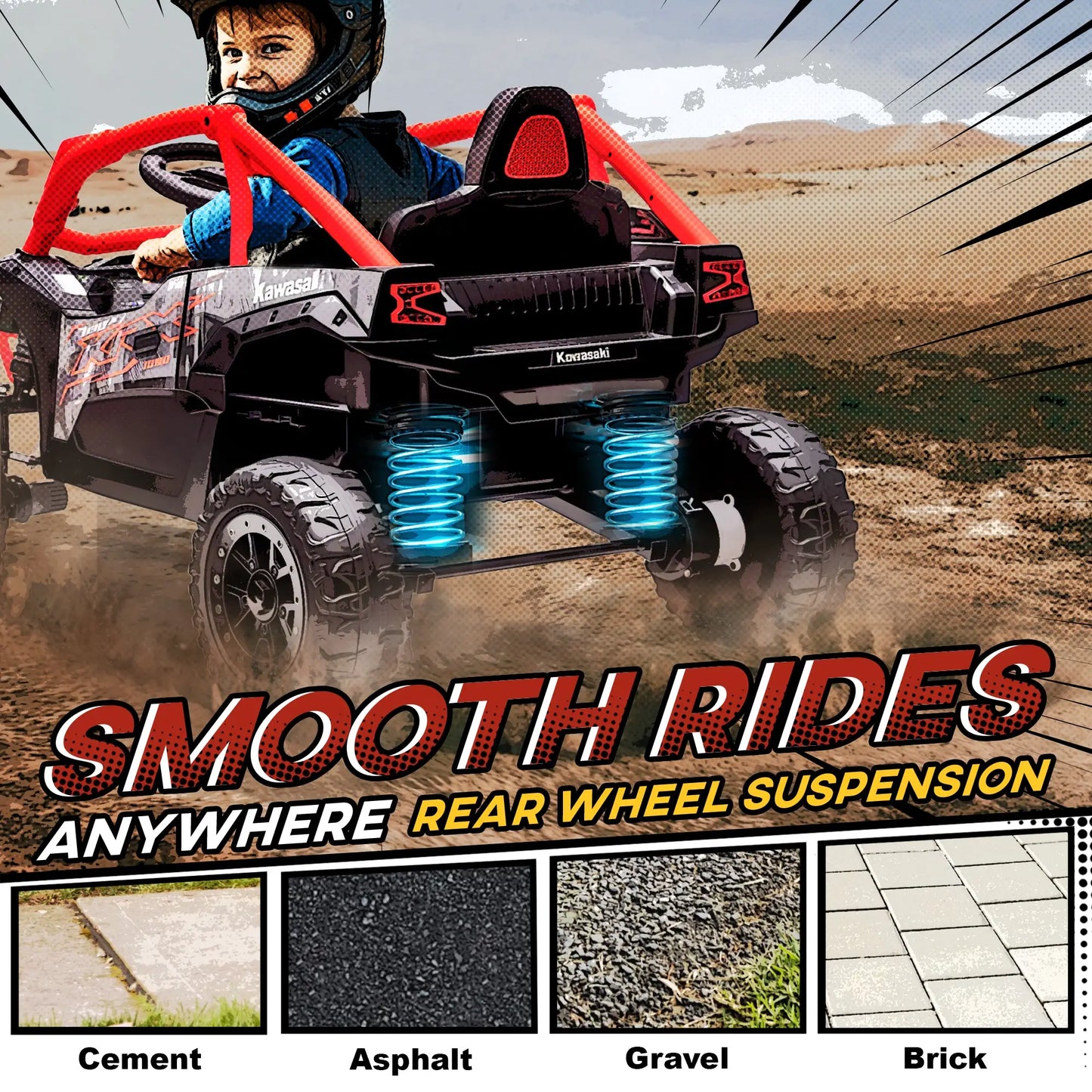 12V Ride On Truck, KAWASAKI TERYX KRX 2WD Kids Electric Car, Red Electric Toy Cars at Gallery Canada