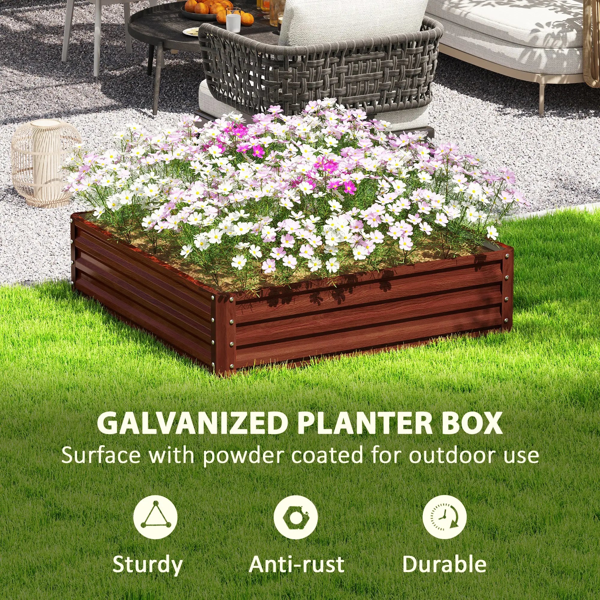 4'x4'x1' Raised Garden Bed, Galvanized Steel Planter, Dark Brown Galvanized Planter Boxes at Gallery Canada