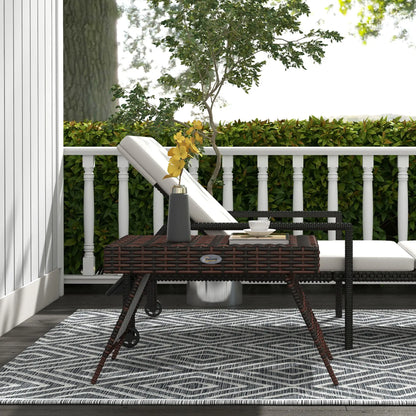 Outdoor Rattan Foldable End Table, Metal Frame, 24x24x18 in, Brown Patio Side Tables at Gallery Canada