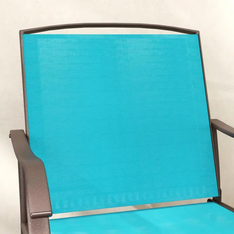 3 Piece Patio Glider Set, Breathable Mesh Seat, Glass Top Table, Blue Outdoor Gliders at Gallery Canada