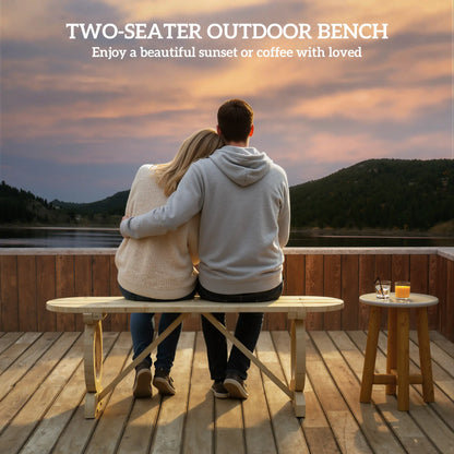 2-Person Wood Garden Bench, Wagon Wheel Legs, Slatted Seat, Natural Wood Outdoor Benches at Gallery Canada