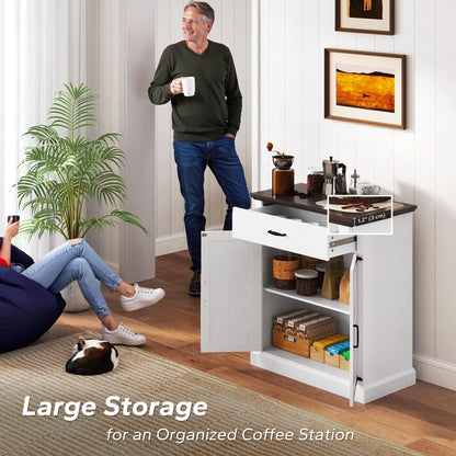 30" Buffet Cabinet, Farmhouse Sideboard, 1.2" Thick Top, White Storage Cabinets at Gallery Canada