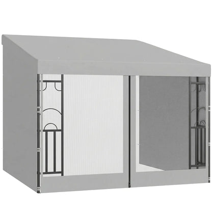 10' x 10' Light Grey Wall Pergola, Outdoor Gazebo with Curtains, Netting, Light Grey Pergolas at Gallery Canada