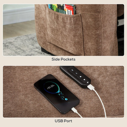 Massage Recliner Chair, Power Recliner, Remote, 2 Memory Positions, Brown Single Sofas at Gallery Canada