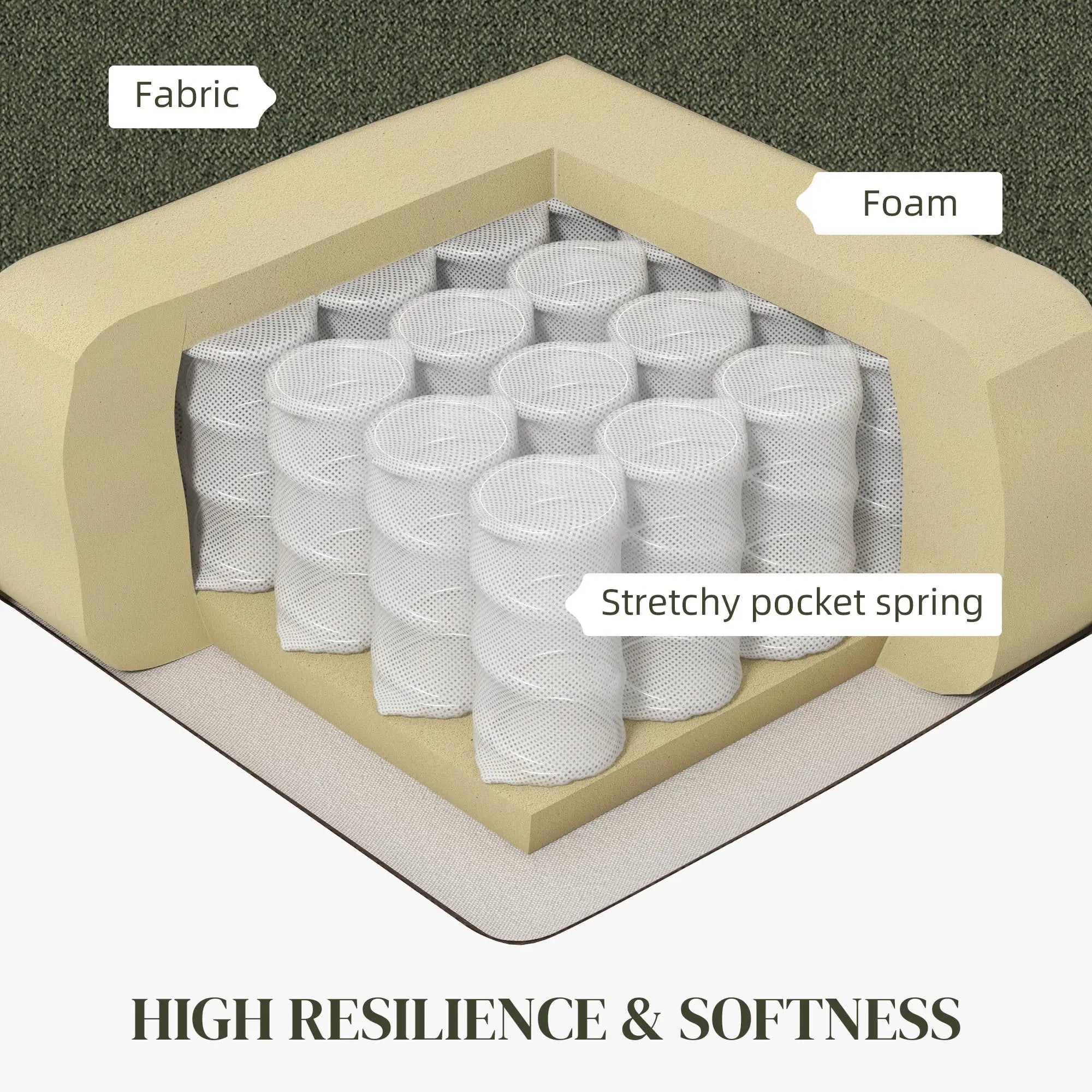 Modern Fabric Accent Chair, Seat Cushion, Non-Slip Pads, Dark Green Accent Chairs at Gallery Canada