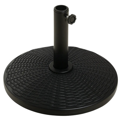 25 lbs Umbrella Base, 17.5" Round, Rattan Design, Black Umbrella Bases at Gallery Canada