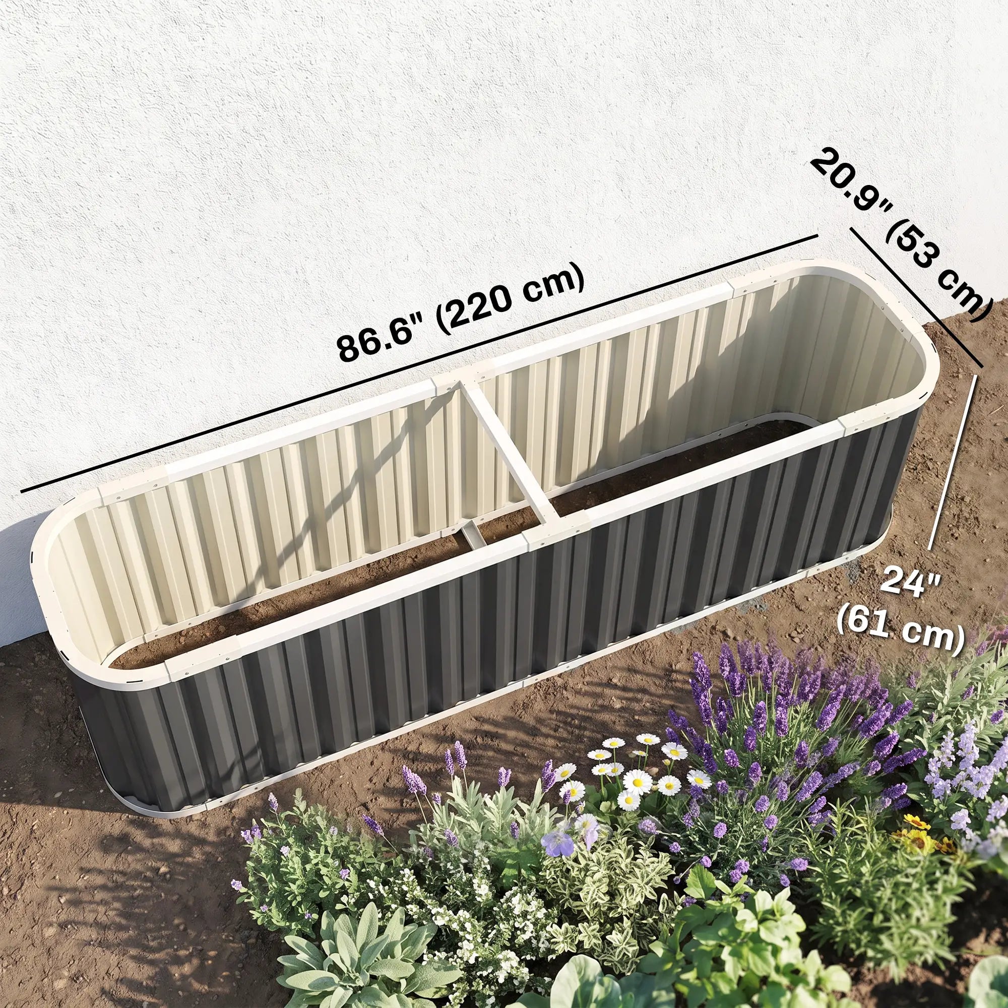 Galvanized Raised Garden Bed, Deep Rot Planter Box, 7' x 2' x 2', Dark Grey Galvanized Planter Boxes at Gallery Canada