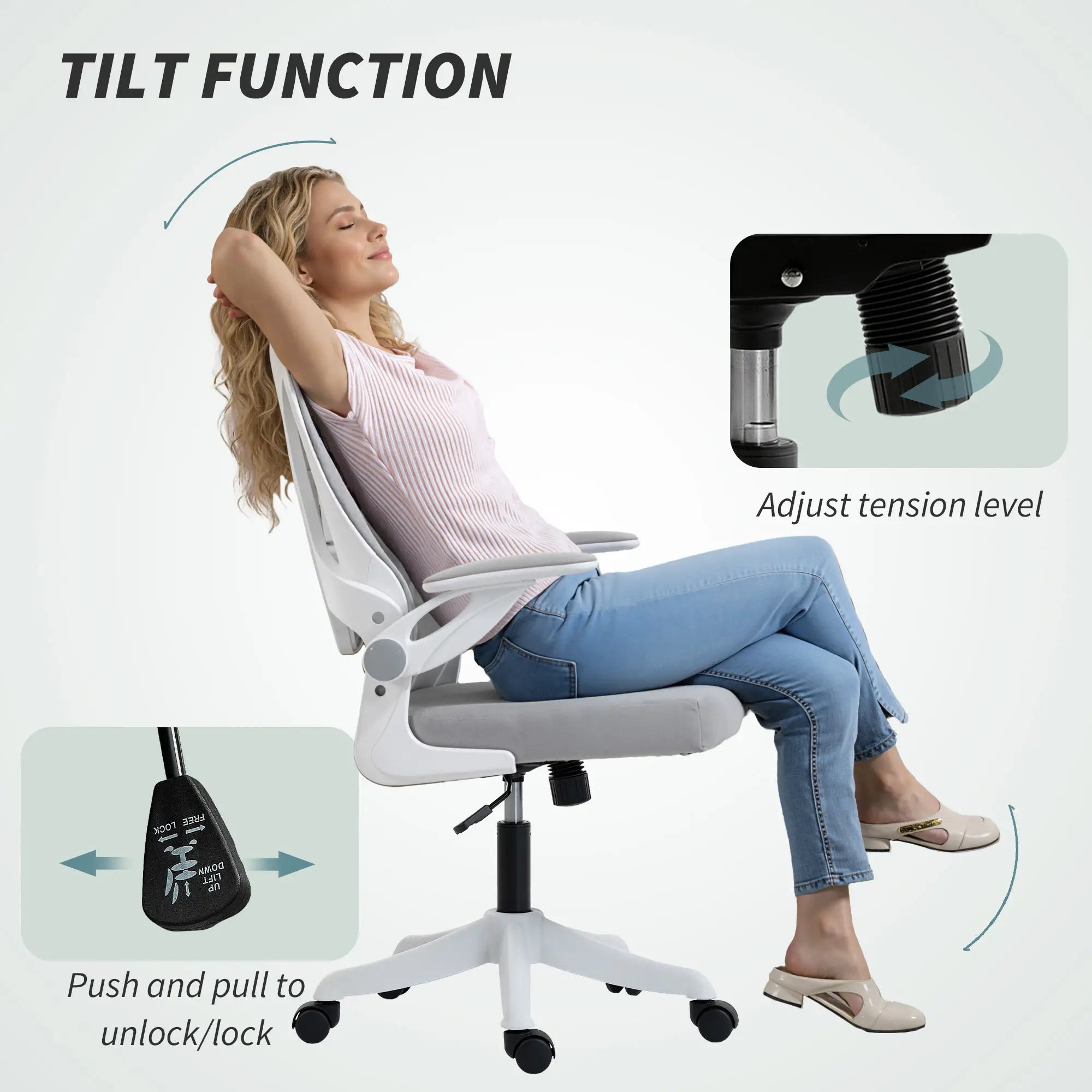 Ergonomic Swivel Office Chair, Adjustable Lumbar Support, Grey Task Chairs at Gallery Canada