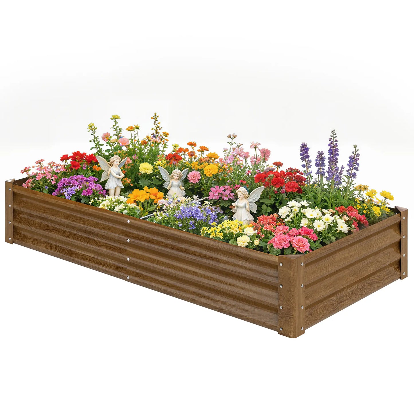 6 x 3 x 1ft Galvanized Raised Garden Bed, Reinforced Outdoor Planter Box Galvanized Planter Boxes Wood-Effect at Gallery Canada