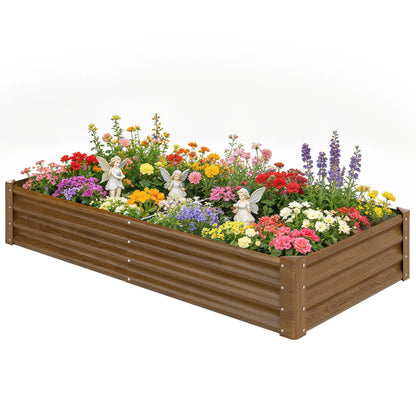 6 x 3 x 1ft Galvanized Raised Garden Bed, Reinforced Outdoor Planter Box Galvanized Planter Boxes Wood-Effect at Gallery Canada