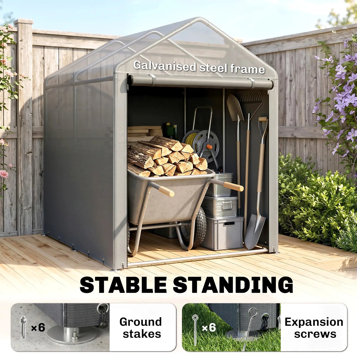 4x6ft Outdoor Storage Shed Tent, Portable with Roll-up Door Sheds at Gallery Canada