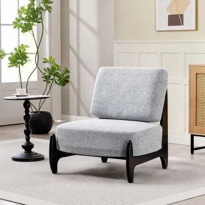 Accent Chair, Rubber Wood Frame, Wide Seat, Modern Chenille, Thick Cushion, Grey Accent Chairs at Gallery Canada