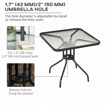 Square Patio Dining Table, Tempered Glass Top, Umbrella Hole, Black Patio Dinning Tables at Gallery Canada