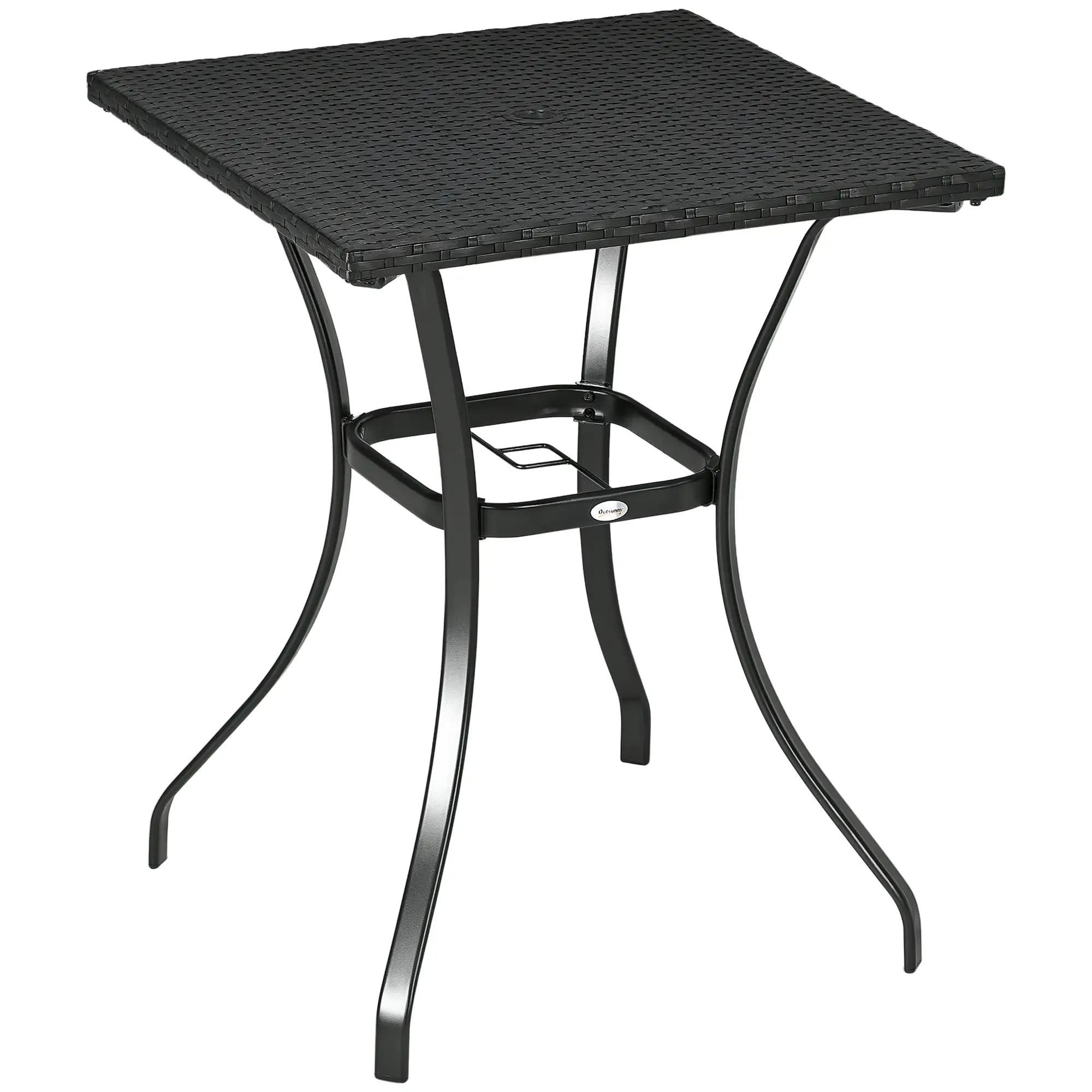 34 Inch Outdoor Wicker Dining Table, PE Rattan Coffee Table, Black Patio Side Tables Black at Gallery Canada