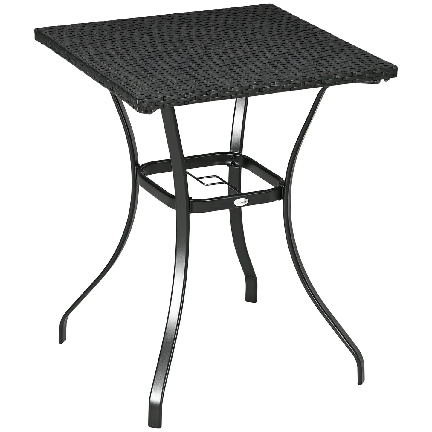 34 Inch Outdoor Wicker Dining Table, PE Rattan Coffee Table, Black Patio Side Tables Black at Gallery Canada