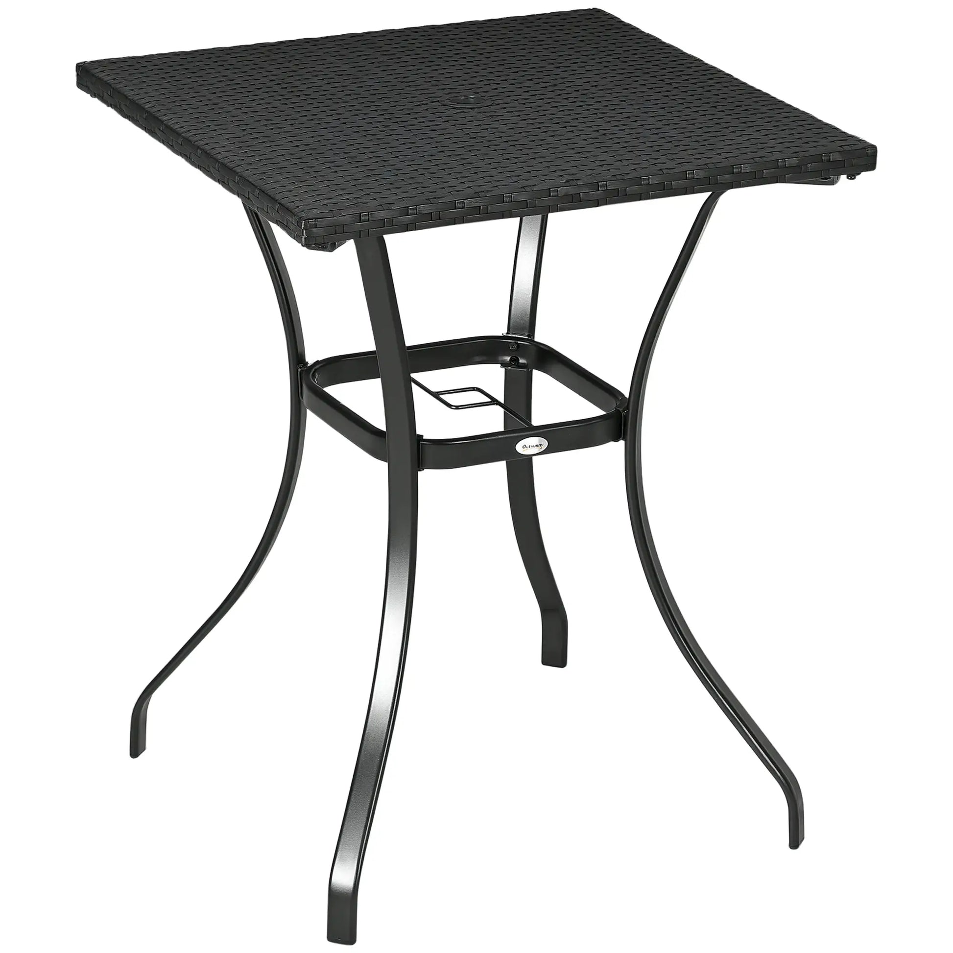 34 Inch Outdoor Wicker Dining Table, PE Rattan Coffee Table, Black Patio Side Tables Black at Gallery Canada