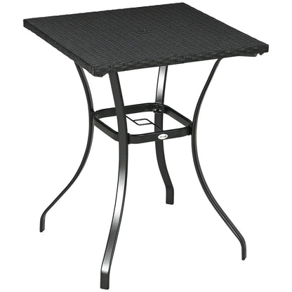 34 Inch Outdoor Wicker Dining Table, PE Rattan Coffee Table, Black Patio Side Tables Black at Gallery Canada