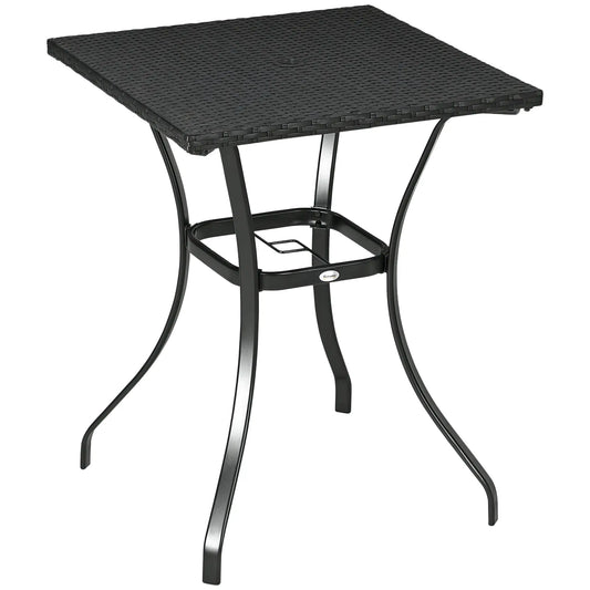 34 Inch Outdoor Wicker Dining Table, PE Rattan Coffee Table, Black Patio Side Tables Black at Gallery Canada