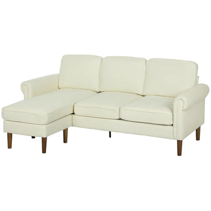 L Shape Sofa, Modern Sectional Couch, Changeable Chaise, Wooden Legs, Cream 3-Seater Sofas Cream White, Brown at Gallery Canada