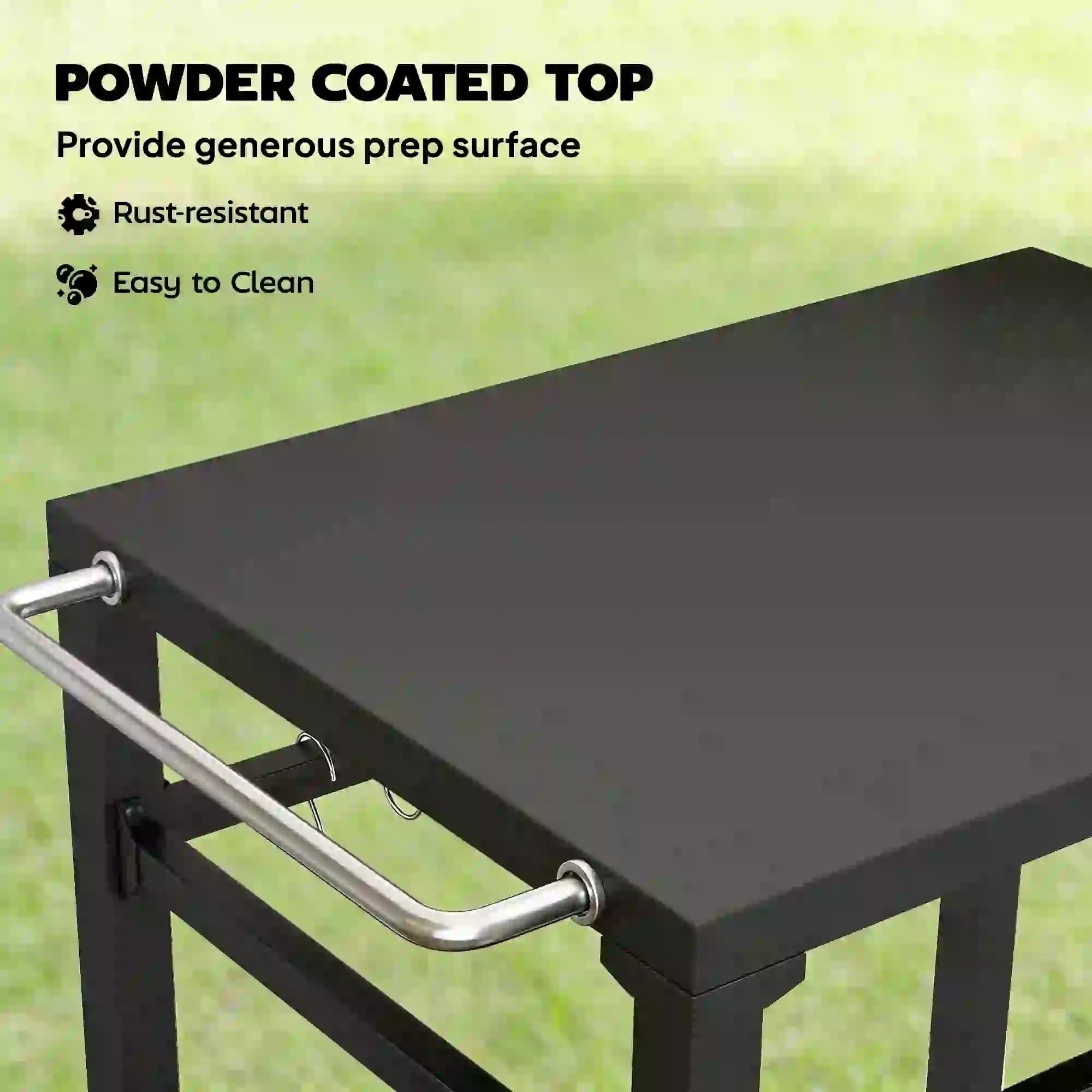 Outdoor Grill Cart, Pizza Oven Stand, 2-Tier Prep Station, Black Outdoor Grill Carts at Gallery Canada