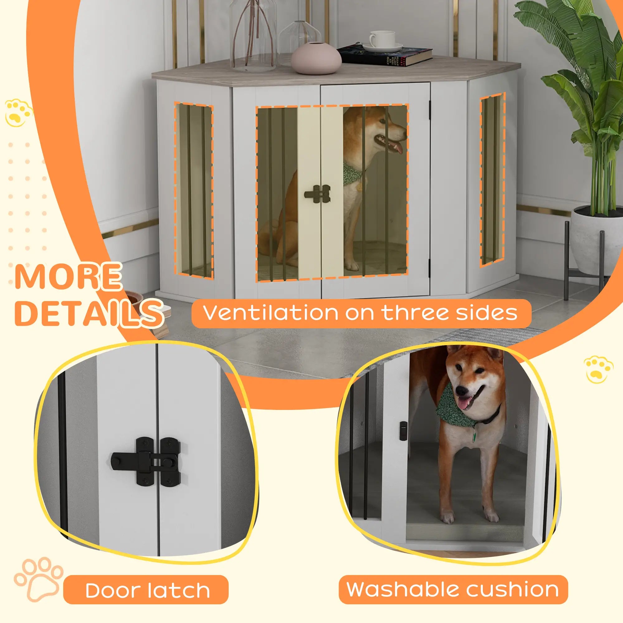 Dog Crate Furniture with Cushion, 41 Inch, Corner Design, Multi Color Houses, Kennels & Pens at Gallery Canada