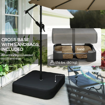 9.6 ft Offset Patio Umbrella, Sandbag, 360° Rotation, Khaki Offset Cantilever Umbrellas at Gallery Canada
