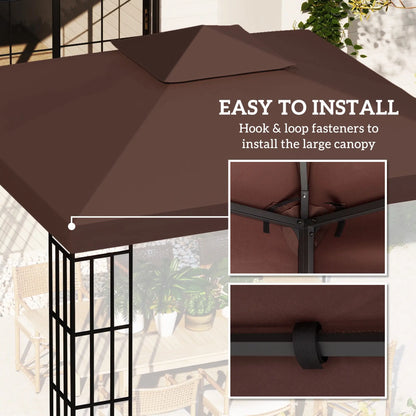 10' x 10' Square 2-Tier Gazebo Canopy Cover, Outdoor Garden Sun Shade, Coffee Gazebo Canopy Replacement at Gallery Canada
