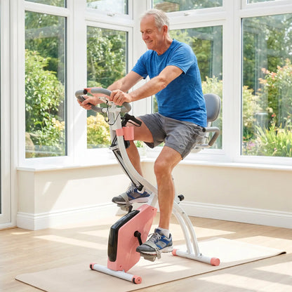 Folding Exercise Bike, 8-Level Magnetic Resistance, Adjustable Seat, Pink Exercise & Stationary Bikes at Gallery Canada