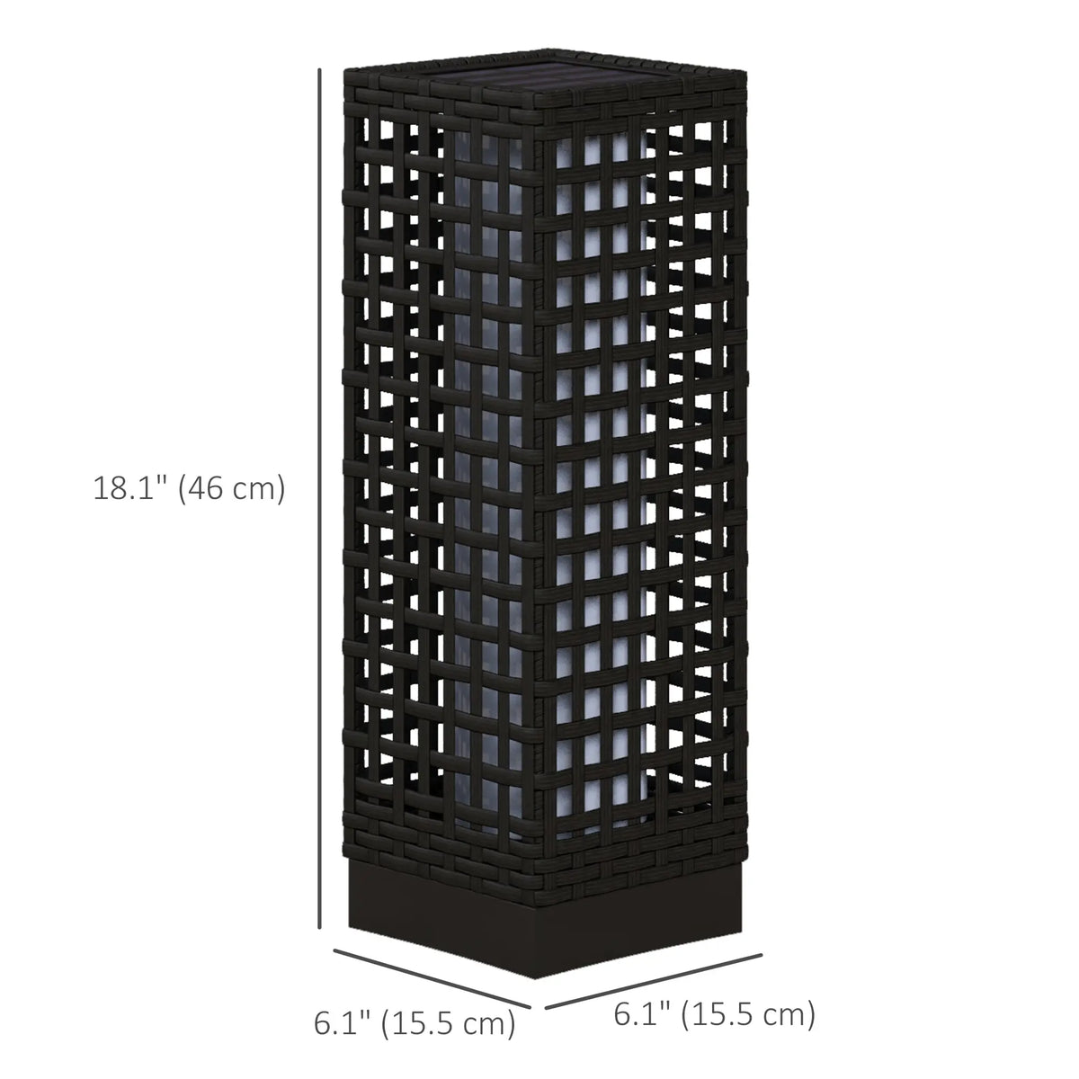 Wicker Solar Outdoor Lamp, Auto On/Off LED, IP44, Black Solar Post Lamps at Gallery Canada