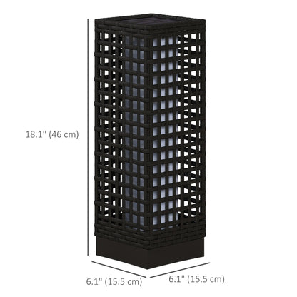 Wicker Solar Outdoor Lamp, Auto On/Off LED, IP44, Black Solar Post Lamps at Gallery Canada