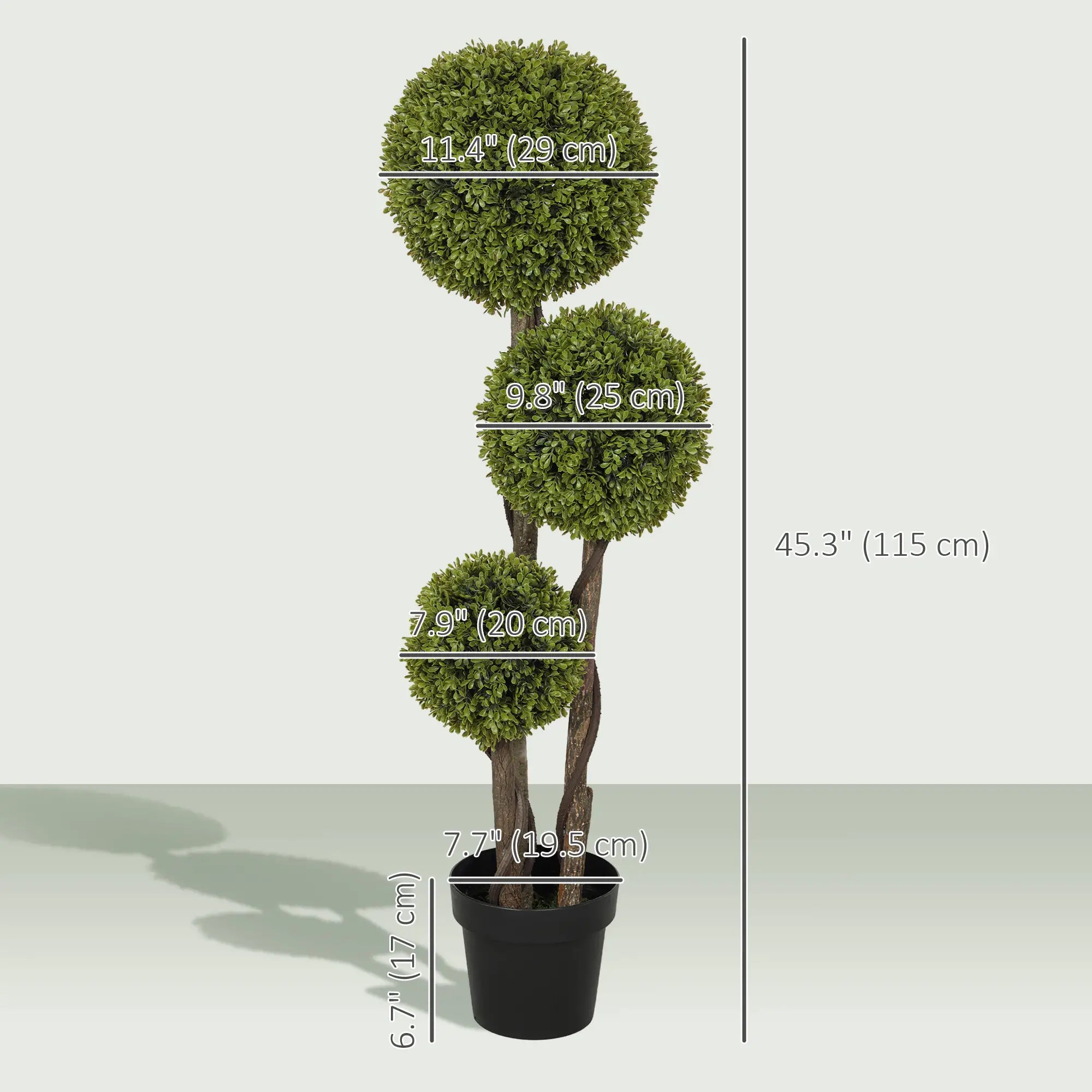 4FT Artificial Boxwood Topiary Tree, Triple Ball, Indoor Outdoor, Green Artificial Trees at Gallery Canada