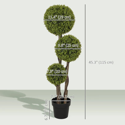 4FT Artificial Boxwood Topiary Tree, Triple Ball, Indoor Outdoor, Green Artificial Trees at Gallery Canada